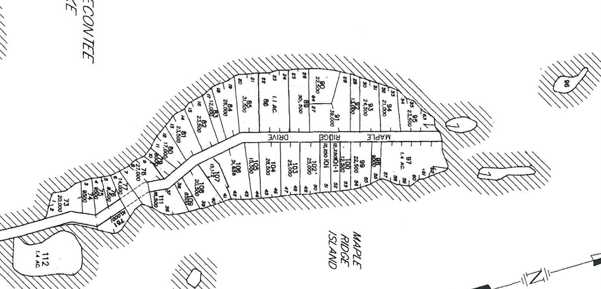 A map of land with numbers and names

Description automatically generated